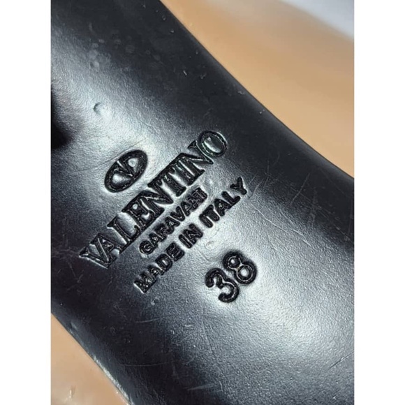 Authentic VALENTINO GARAVANI Nappa Rockstud Tower Heel Mules 38 Biege - Picture 13 of 16